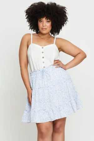Essential Style Floral Print Mini Skater Skirt Elastic Waist