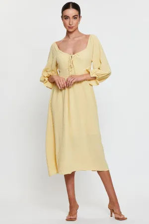 Yellow Maxi Dress Long Sleeve V Neck Playful floral print gown Blossom View