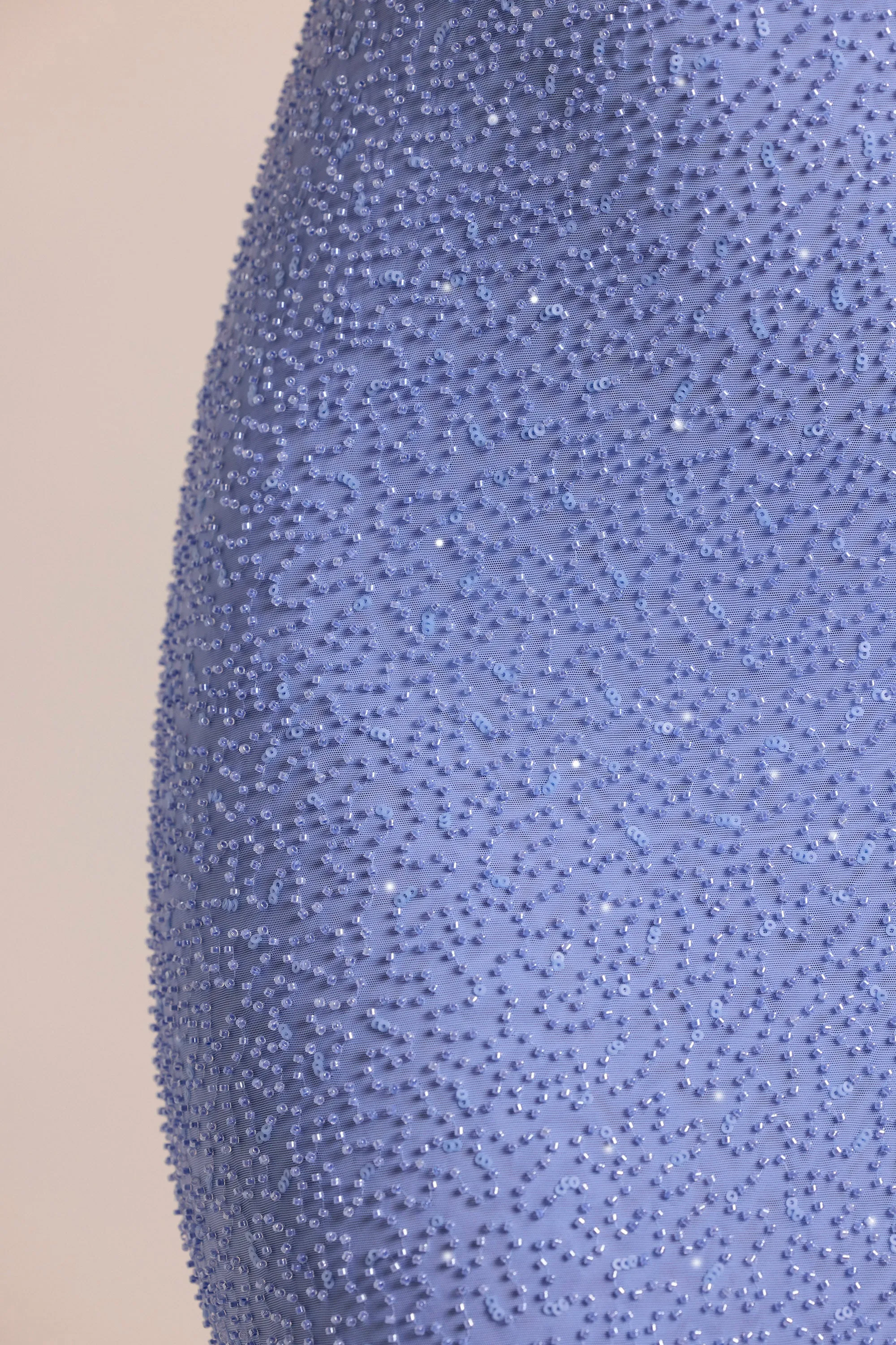 Embellished Cowl Neck Maxi Dress in Powder Blue Beach Walk Romance Feel