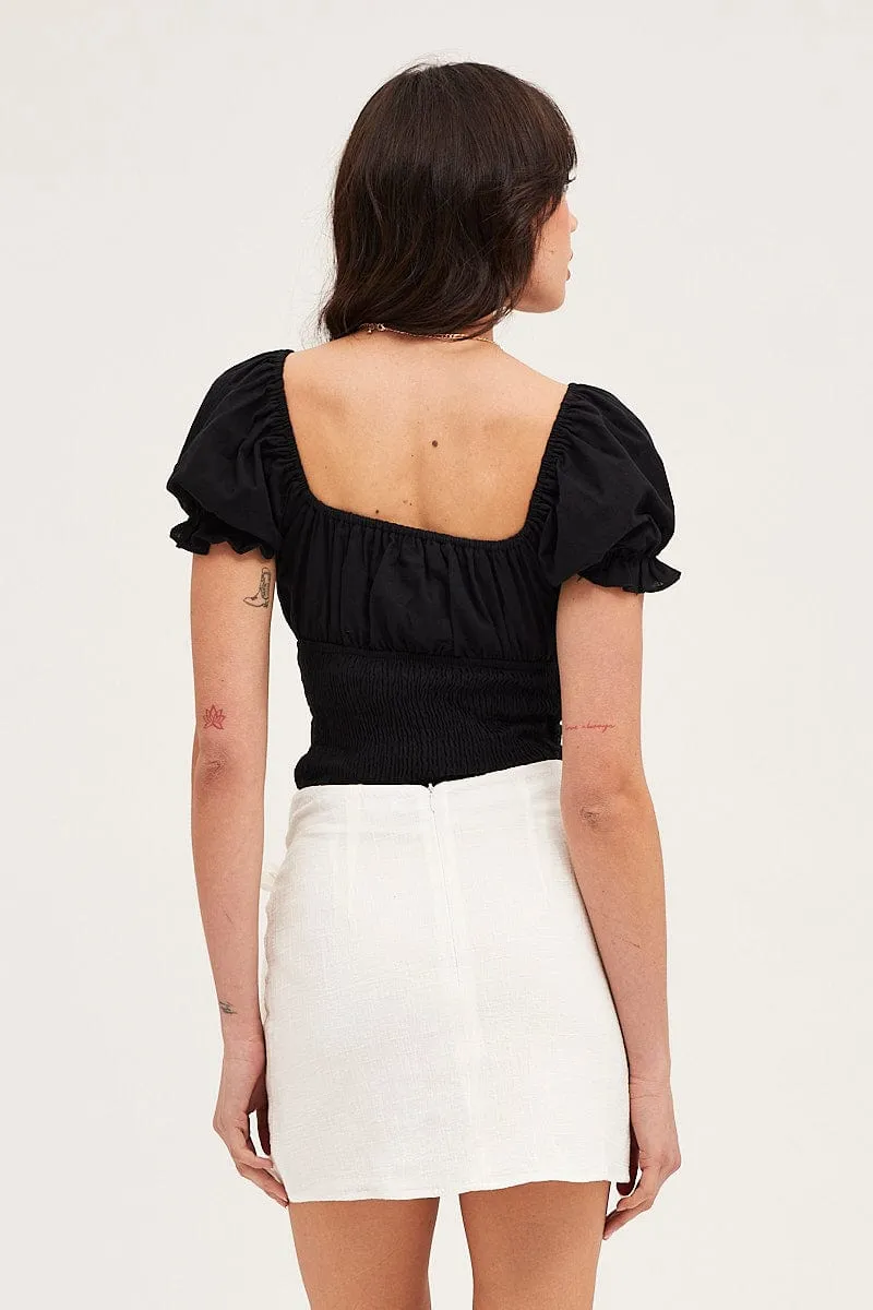 Modern Combo Stretchy White Front Tie Wrap Mini Skirt