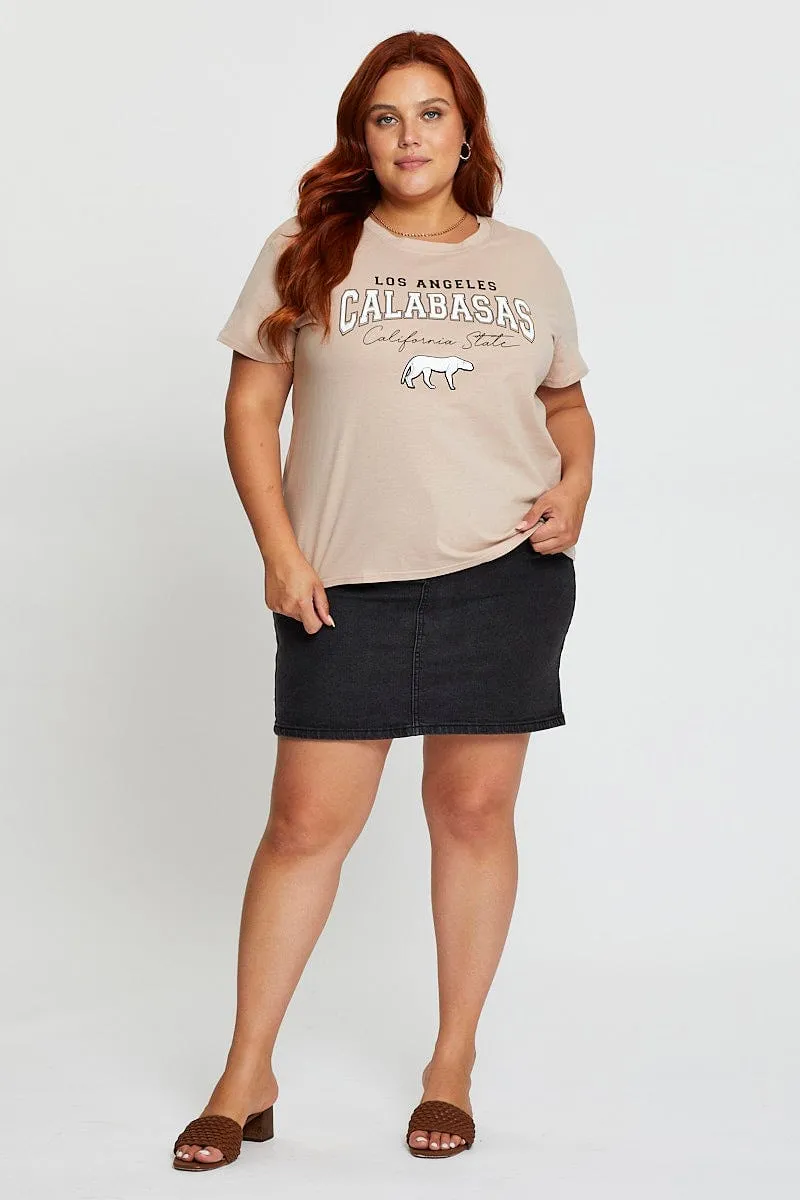 Pink Graphic T-shirt Calabasas Short Sleeve Cotton Minimalist purity