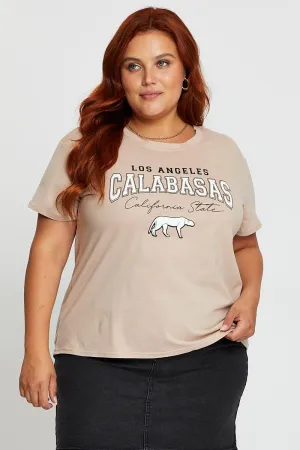 Pink Graphic T-shirt Calabasas Short Sleeve Cotton Classic Wear