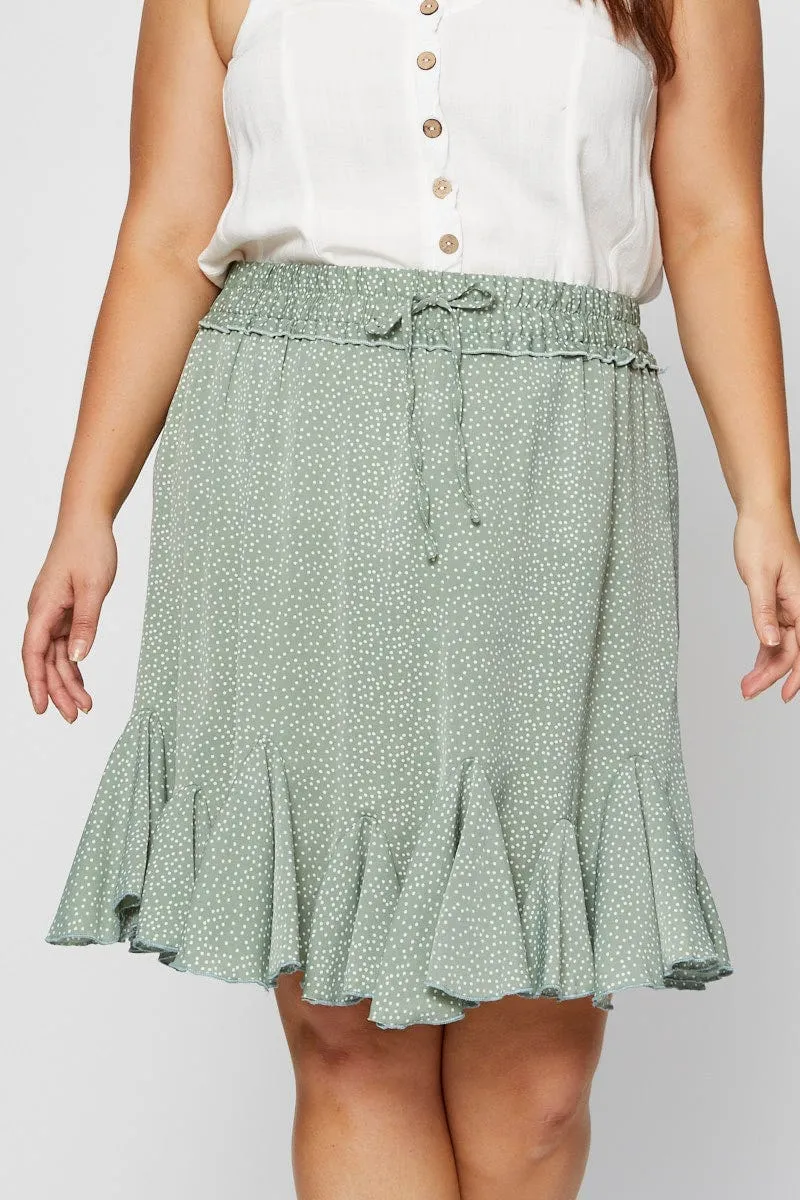 Polka Dot Mini Skirt Ruffle Hem Neat Style Local Artisan