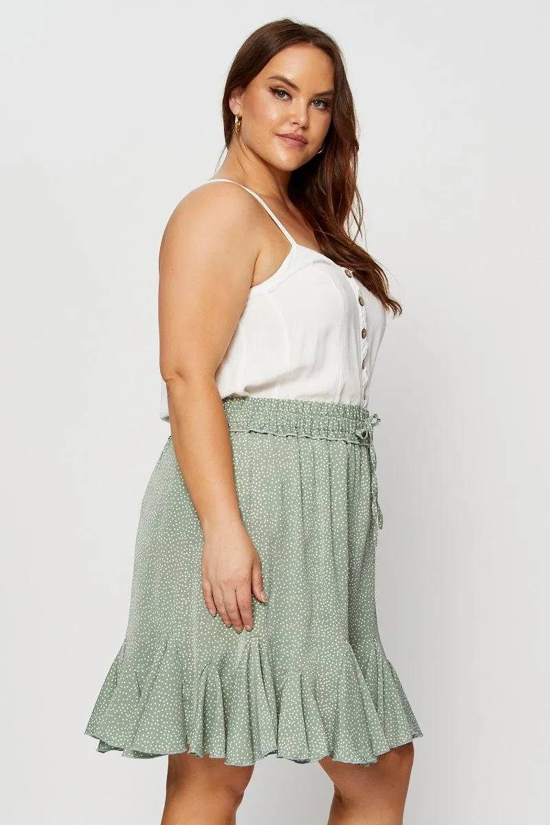 Bold Details Polka Dot Mini Skirt Ruffle Hem