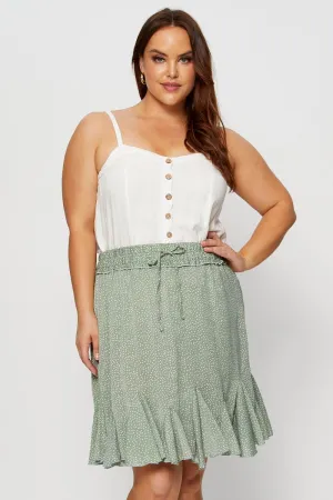 Polka Dot Mini Skirt Ruffle Hem Slow Fashion Crisscross Back