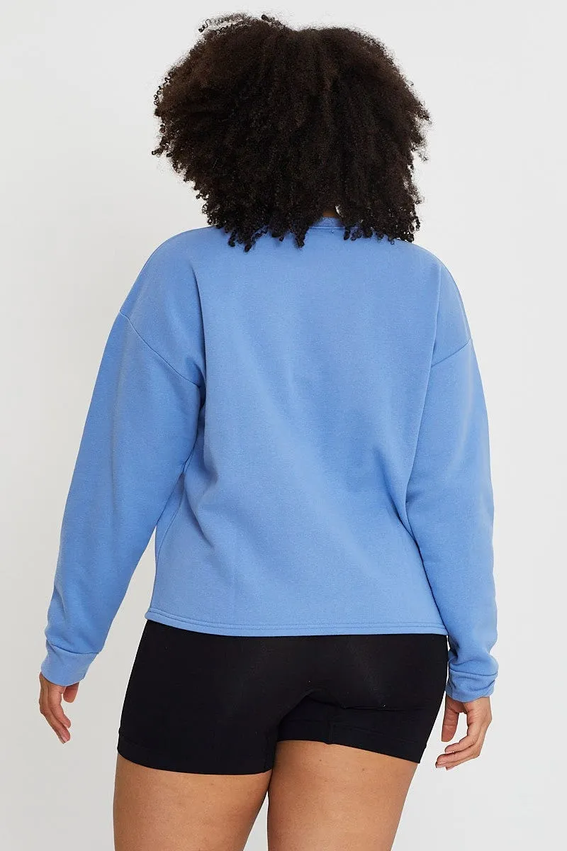 Casual apparel Trendy Comfort Mid Blue Sleeve Sweatshirt California Crew Neck Long