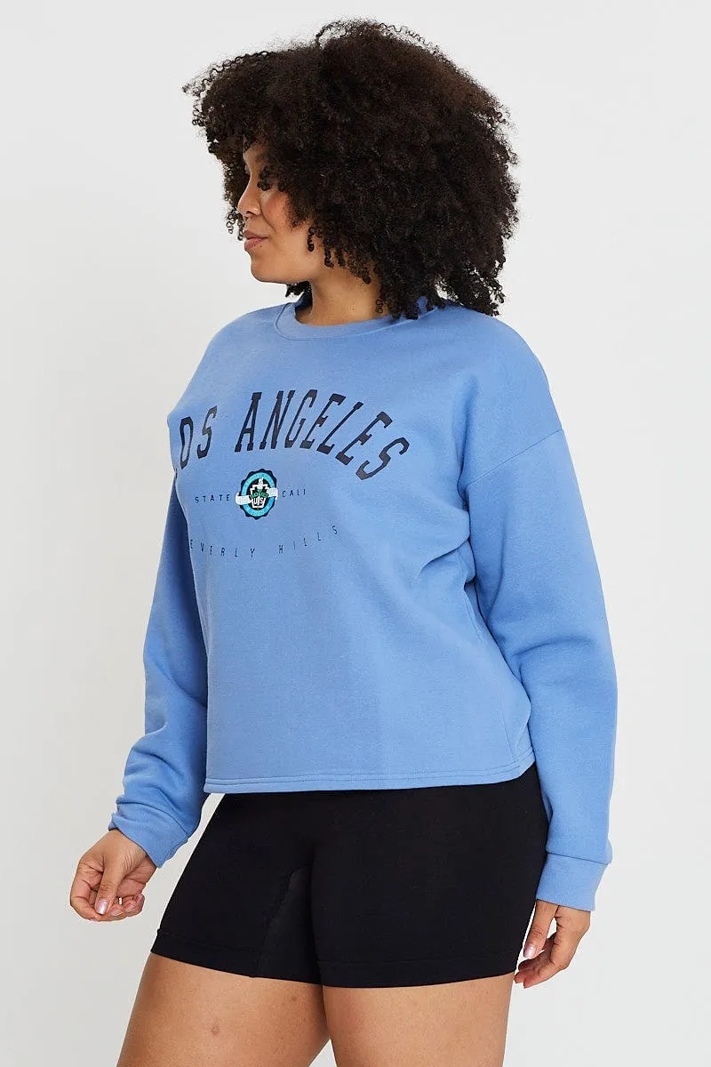 product weekend wearability Mid Blue Sleeve Sweatshirt California Crew Neck Long
