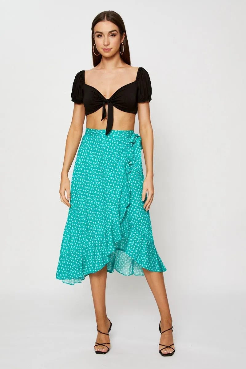 Print Wrap Skirt Midi Style Staple