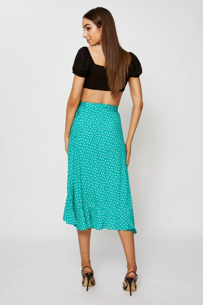 Soft Motion Cultural Event Print Wrap Skirt Midi