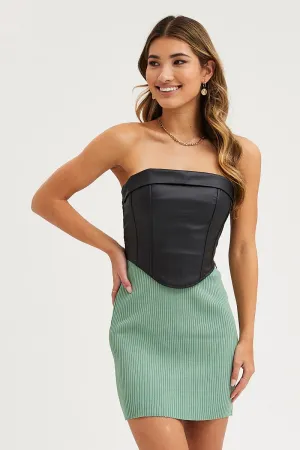 Green Knit Skirt Mini High Rise Easy Motion Sustainable Innovation