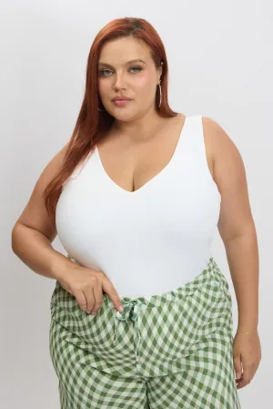 QuickPackable Design Clear Mind White Bodysuit V Neck Supersoft