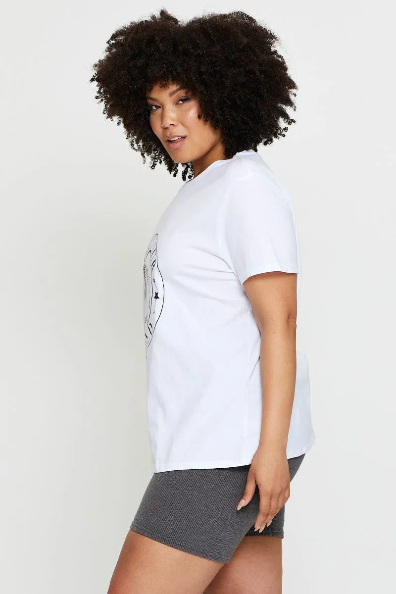 White Graphic T-shirt World Tour Crew Neck Short Sleeve Halloween Fit For All