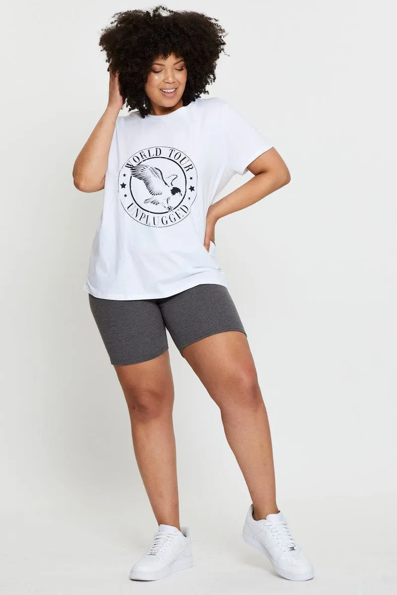 White Graphic T-shirt World Tour Crew Neck Short Sleeve Cozy Style
