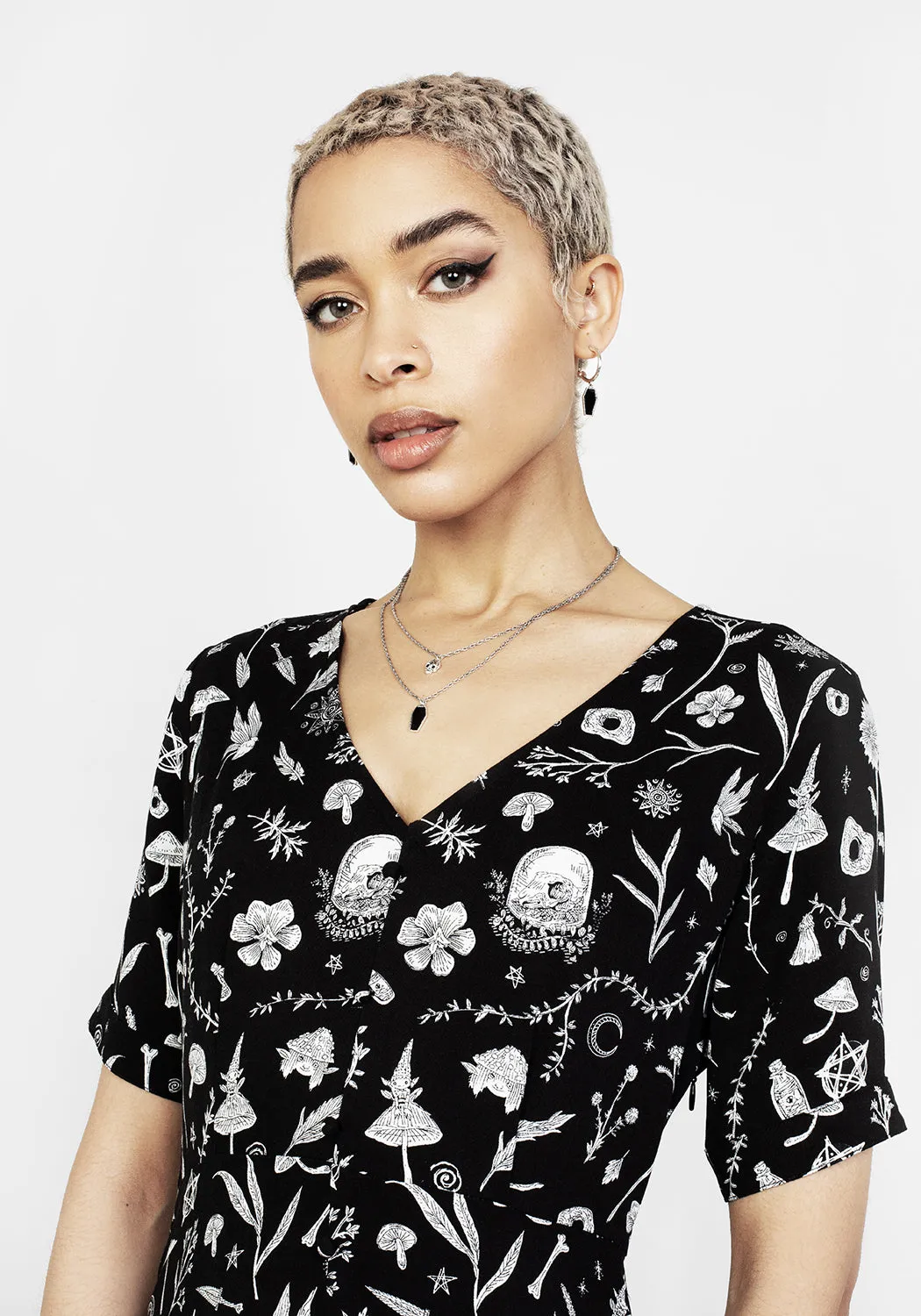 Crystal Light HEDGEWITCH V-NECK MIDI DRESS