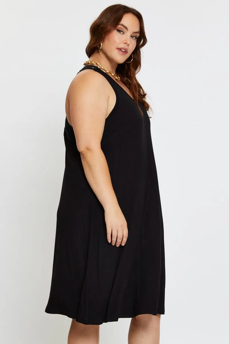 Fashion Forward Fashion Must-Have Black Smock Dress V-neck Sleeveless