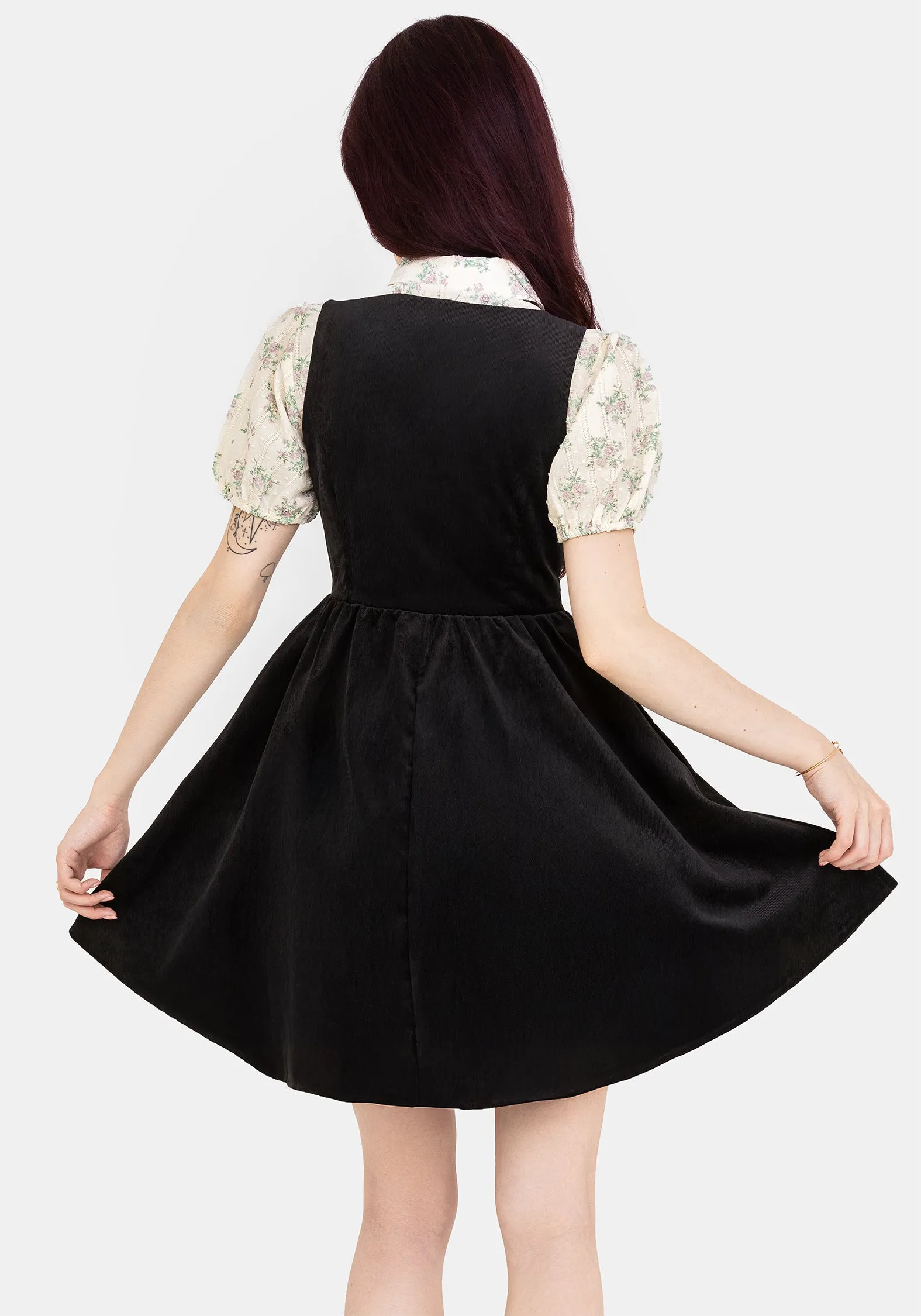 Effortless Chic Wear Iris Button Up Pinafore Mini Dress