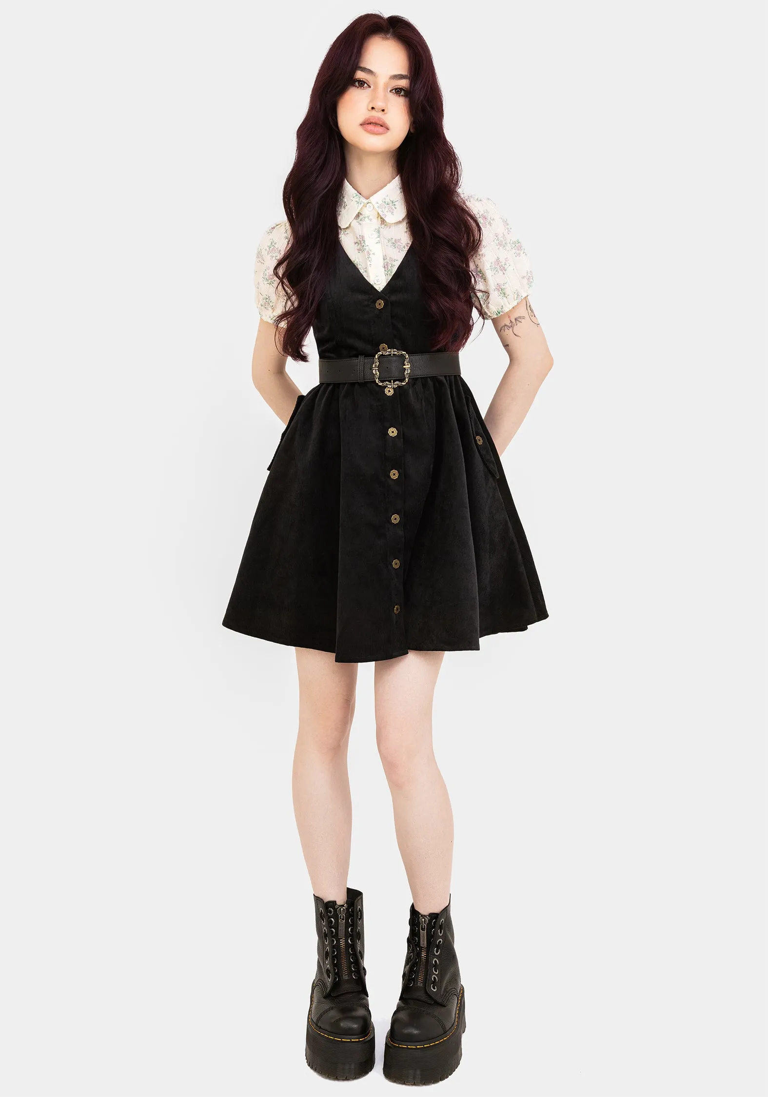 Iris Button Up Pinafore Mini Dress Soft Touch