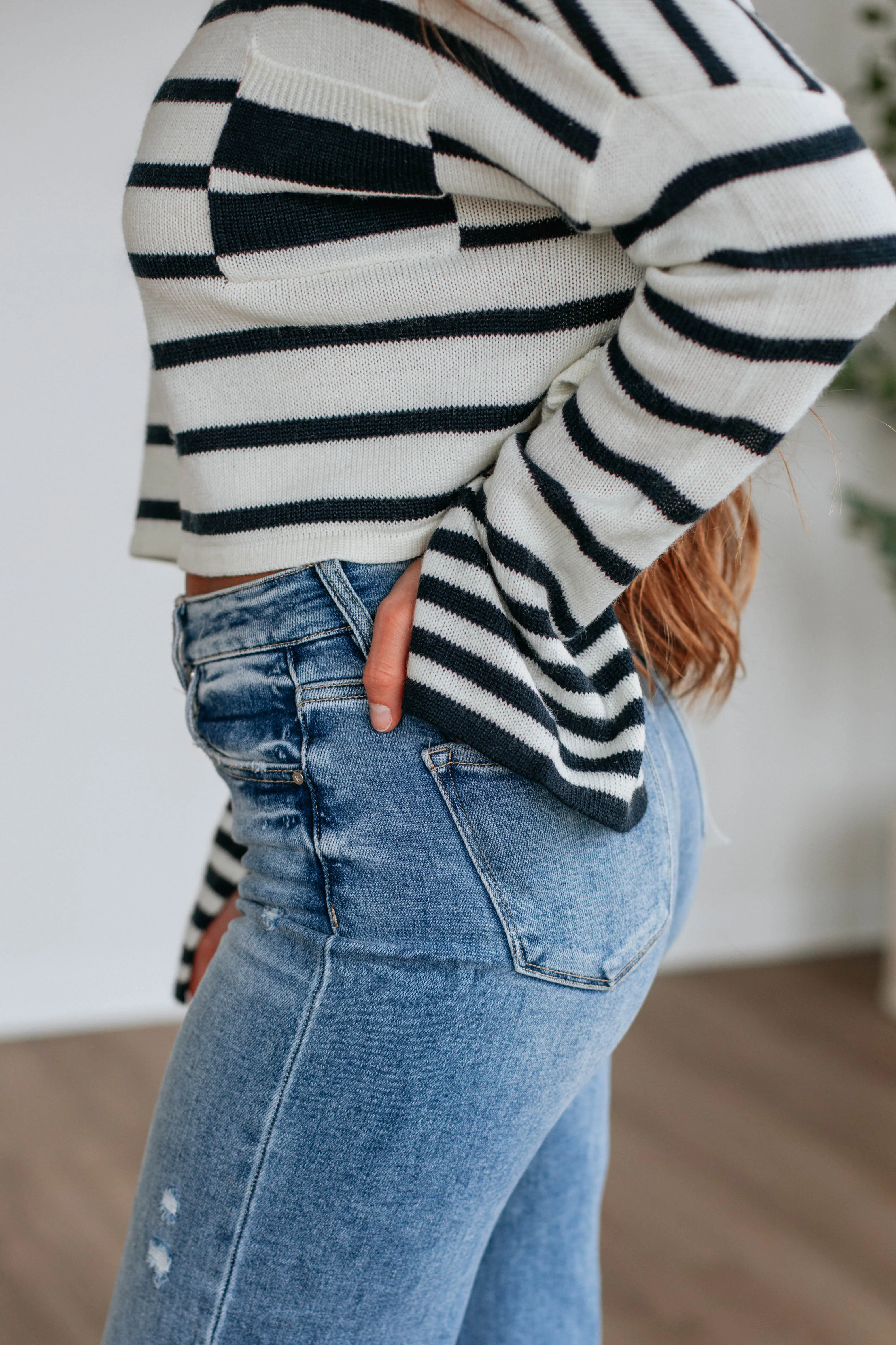 Bekah Striped Sweater All Season Wear Odor Resistant Finish