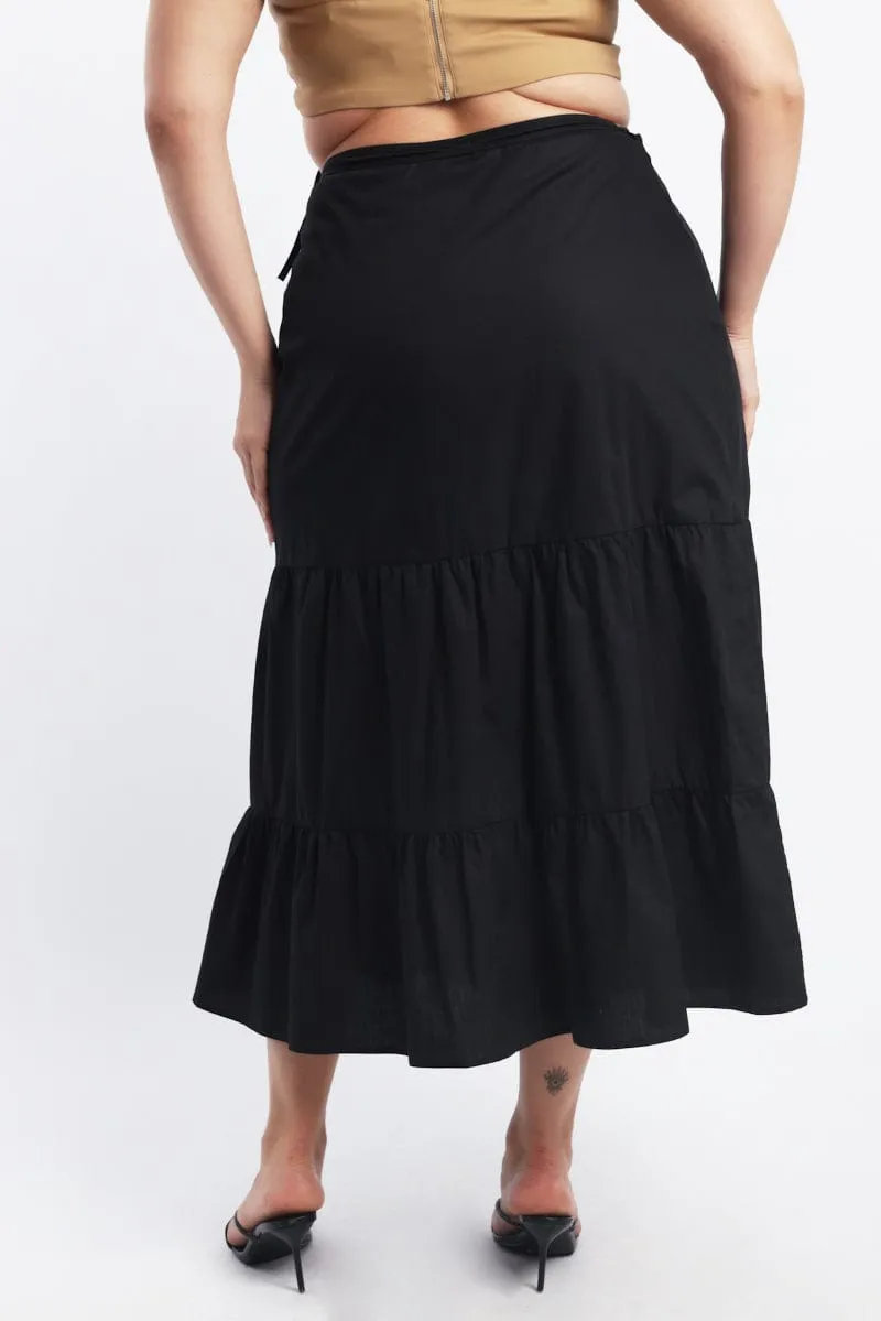 Wool blend Bold Mood Black Wrap Cotton Poplin Blend Maxiskirt