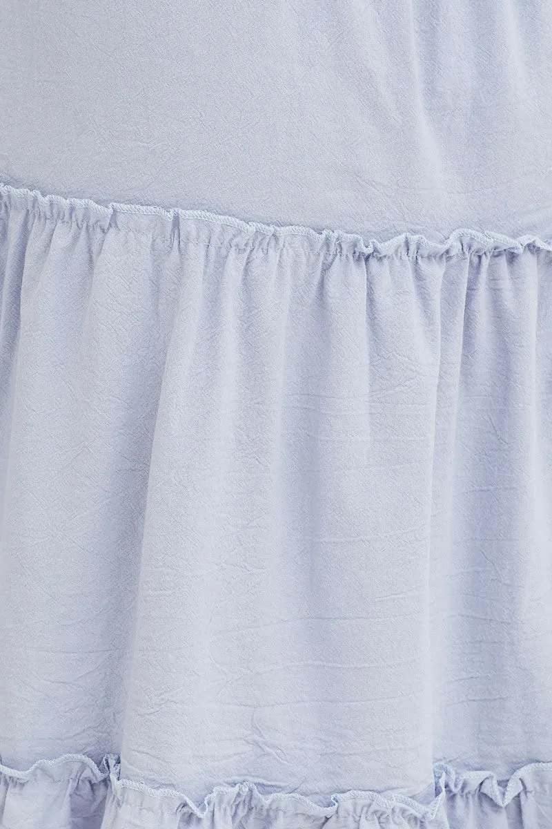 Smart Fit Weekend Ready Blue Tiered Midi Skirt