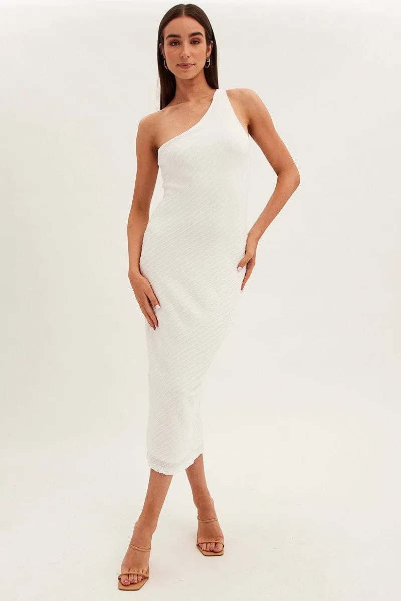 White Maxi Dress Sleeveless One Shoulder Bodycon Chic Mood