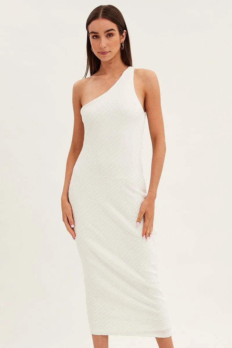 Lamp Glow White Maxi Dress Sleeveless One Shoulder Bodycon