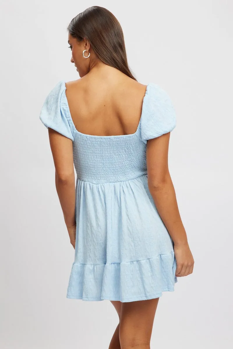 Trendy mini for every occasion Boho chic Blue Fit And Flare Dress Mini Lace