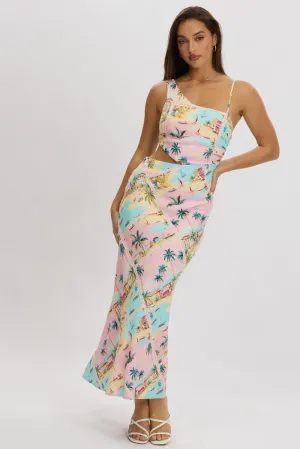 Market Lane Orchard Walk Multi Abstract Maxi Dress Cut Out Detail