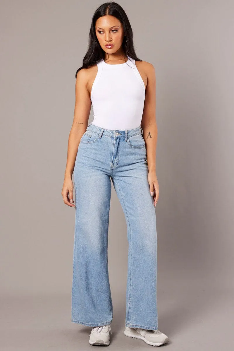 White Bodysuit Round Neck Seamless FrictionResistantEdges