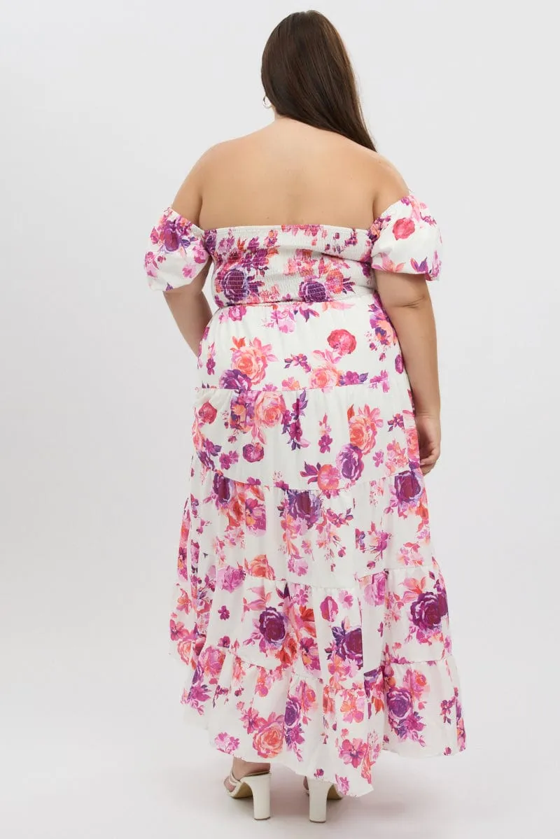White Floral Midi Dress Short Sleeve Cut Out Casual yet dressy midi