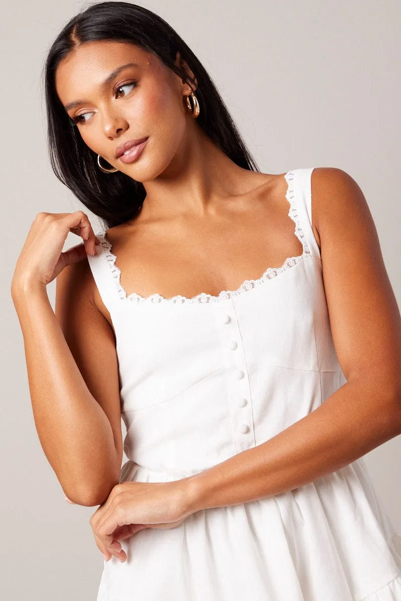 Hot Season White Fit And Flare Dress Mini