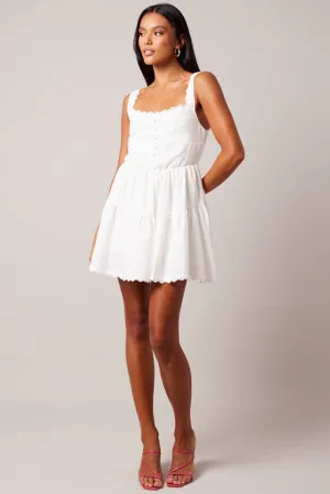 Fun Glam White Fit And Flare Dress Mini