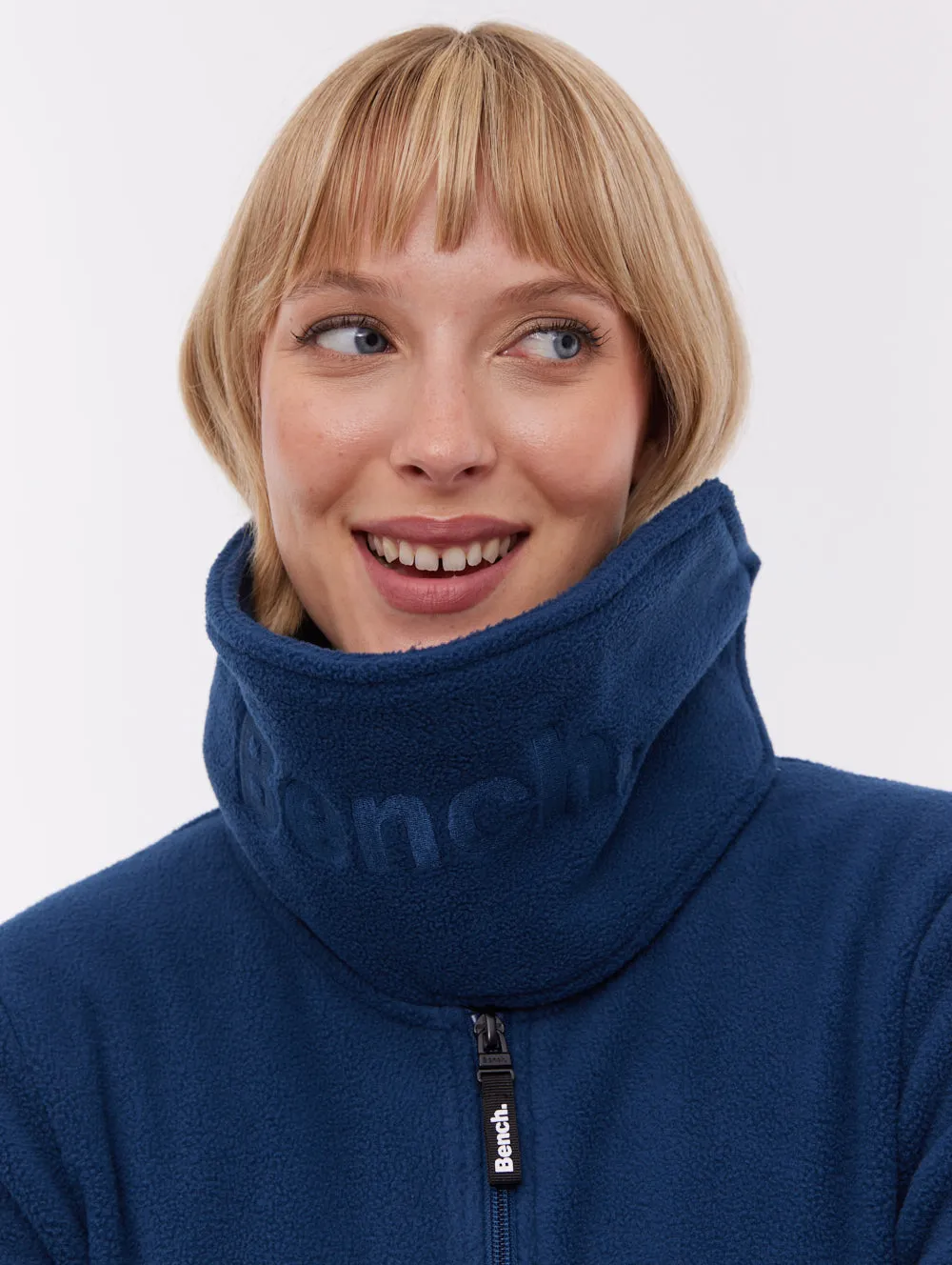 Heska Wrap-Neck Zip-Up - Blue Comfortable Wear