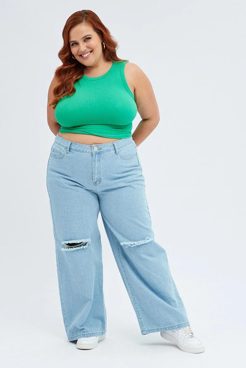 Green Crew Neck Sleeveless Seamless Tank Top Elegant Coat Flow Core