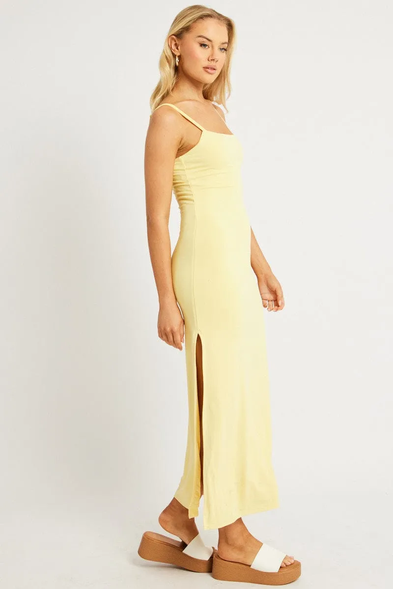Yellow Bodycon Dress Maxi Supersoft Rainbow Arch Shimmer Light