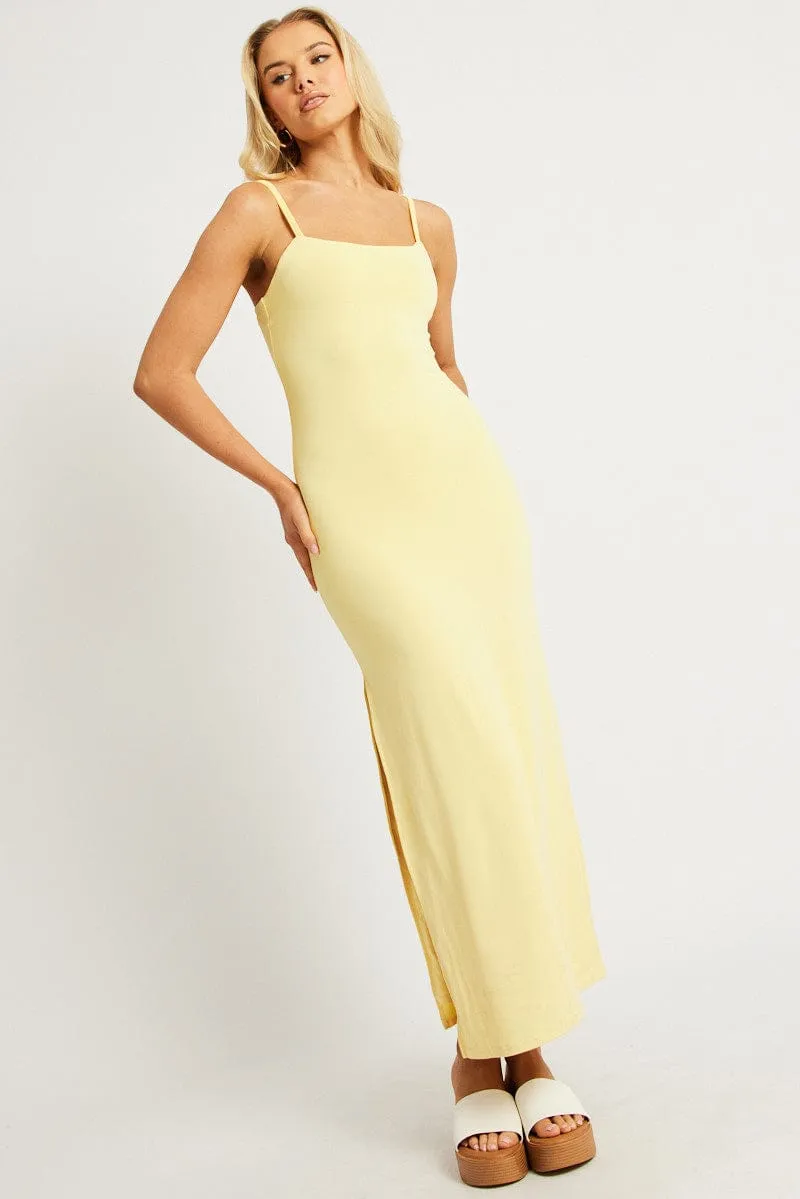 Yellow Bodycon Dress Maxi Supersoft Brick Glow