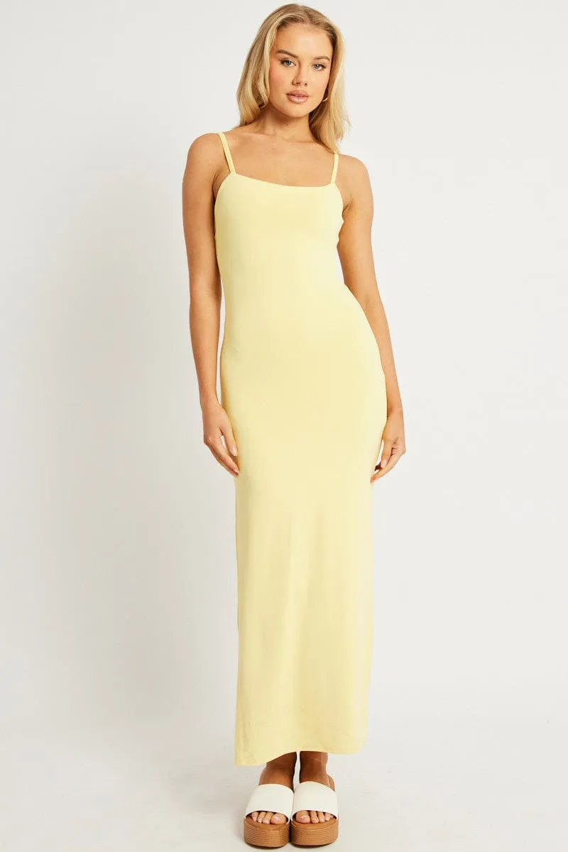 Queen Vibe Yellow Bodycon Dress Maxi Supersoft