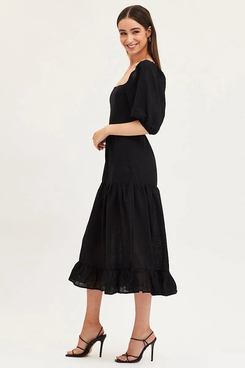 Black Maxi Dress Linen Heroine Mood The flattering silhouette of this dress enhances your figure without compromising comfort