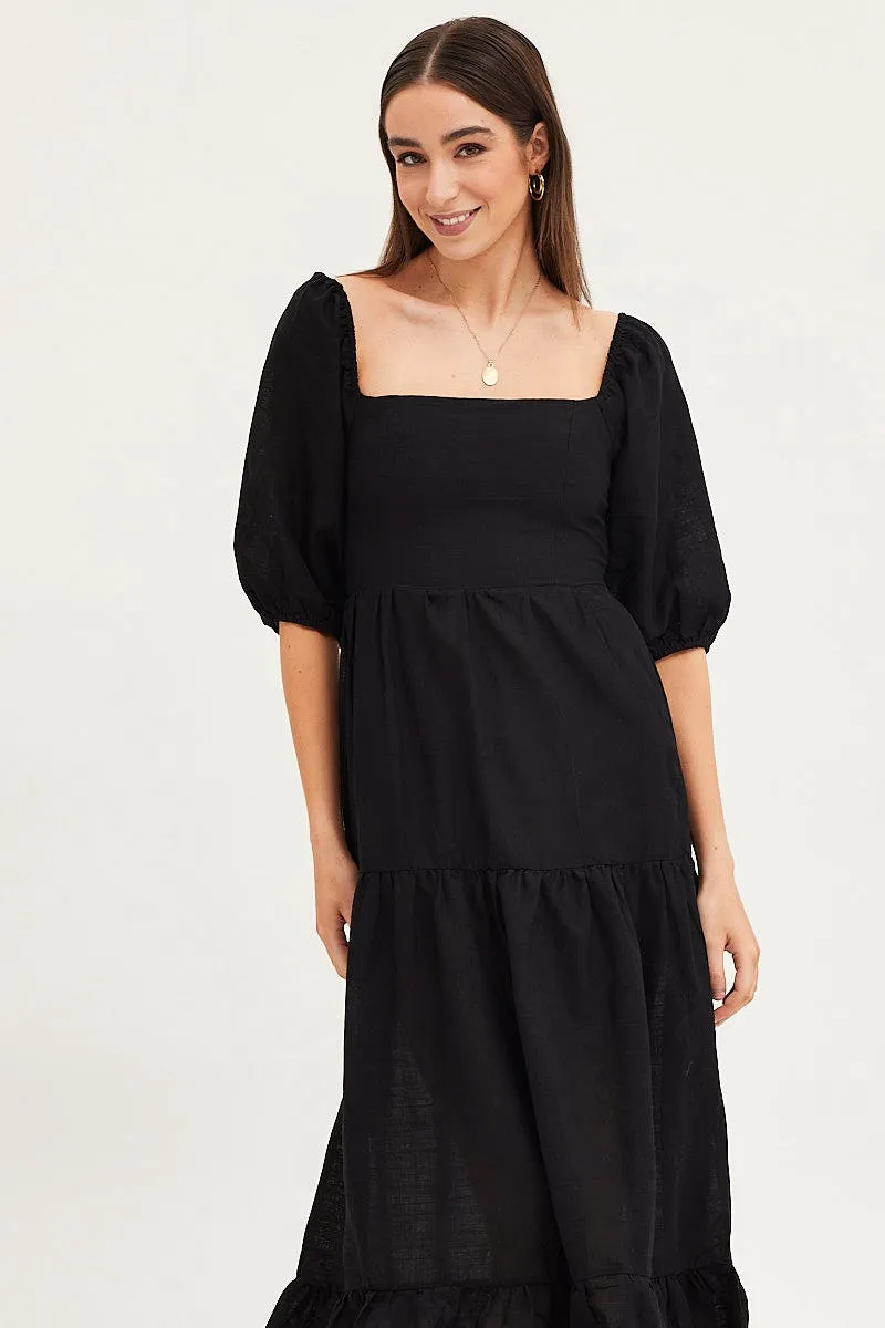 Black Maxi Dress Linen Trendy evening gown