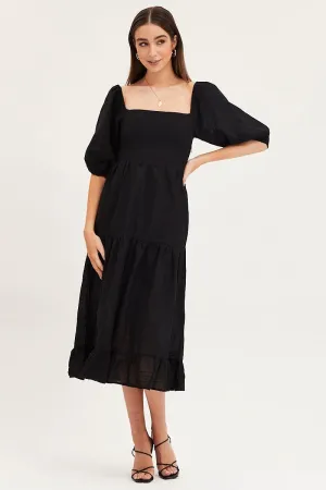 Flowing silhouette dress Flowing chiffon dress Black Maxi Dress Linen