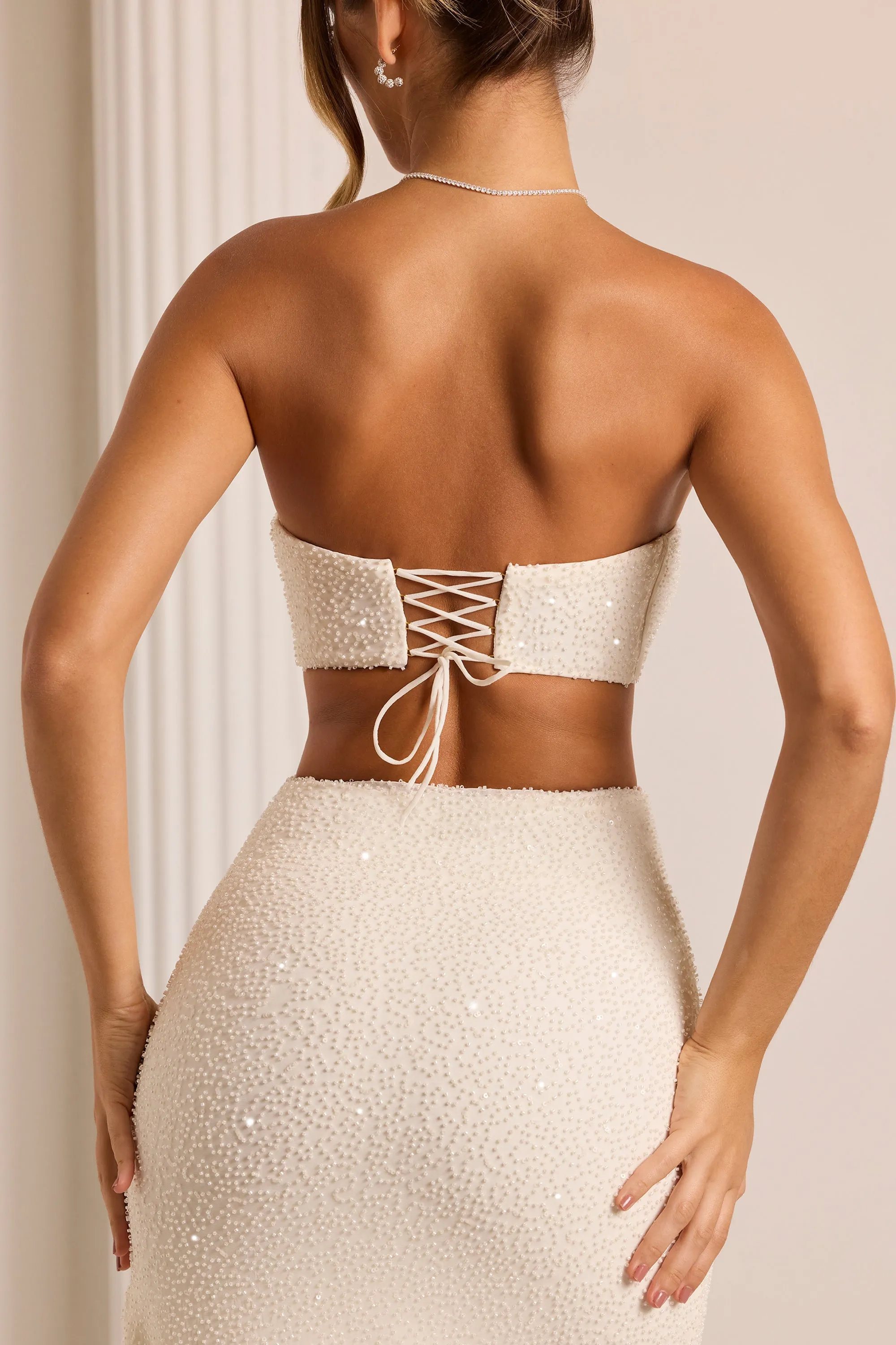 Knot Art Embellished Cut Out Maxi Dress in White