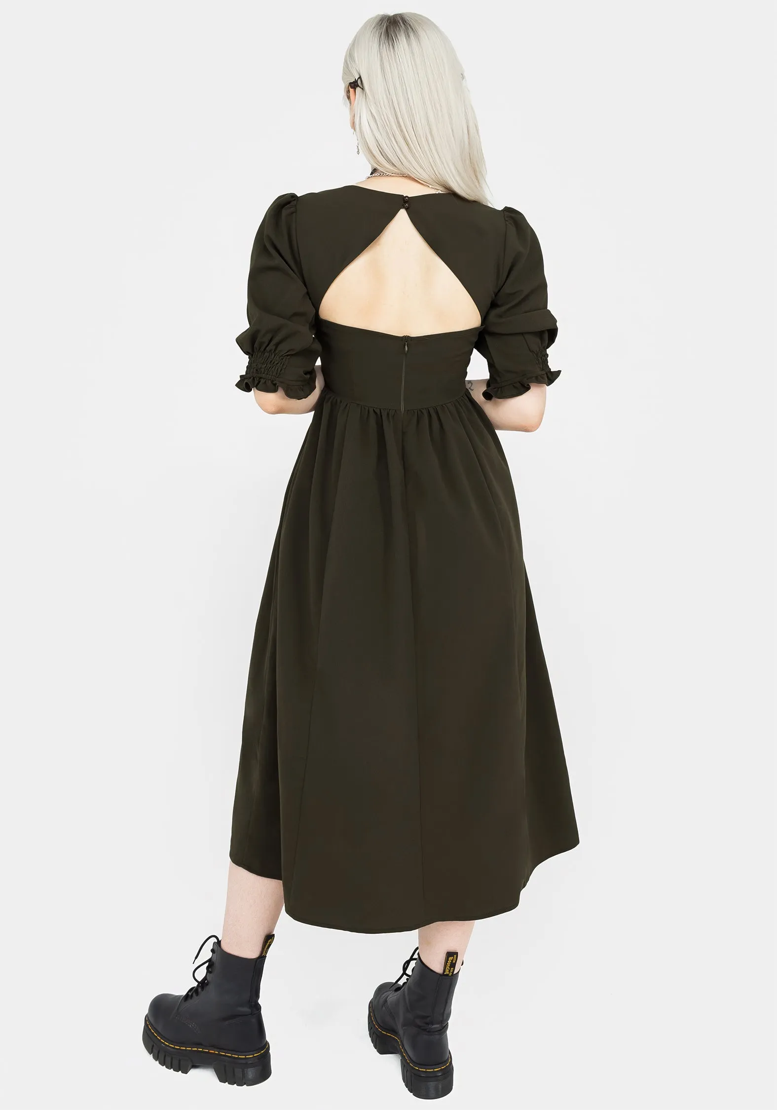 Wearable Art Bohemian-inspired midi Divination Textured Midi Dress - Green
