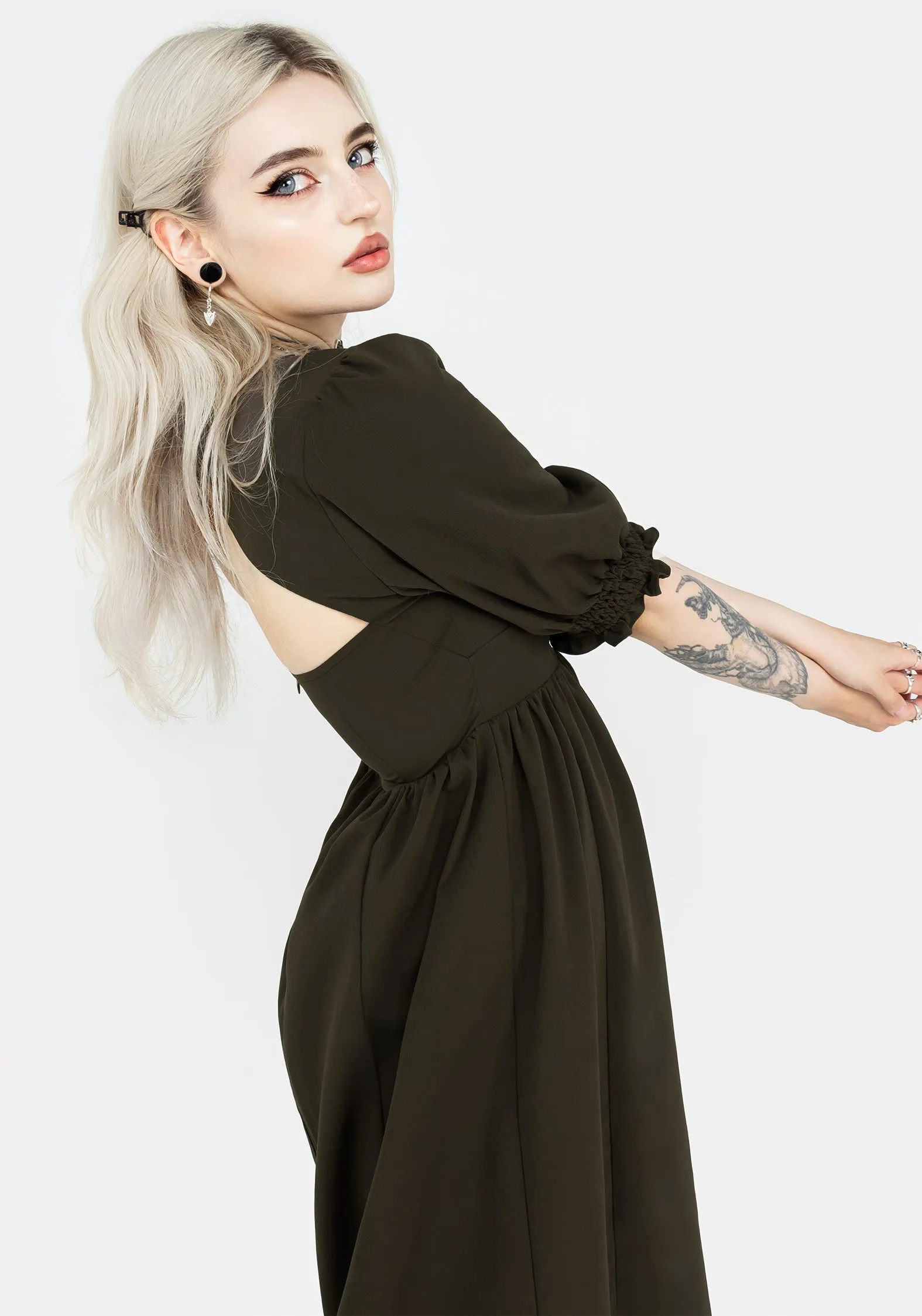 Day To Night Chic Choices Divination Textured Midi Dress - Green