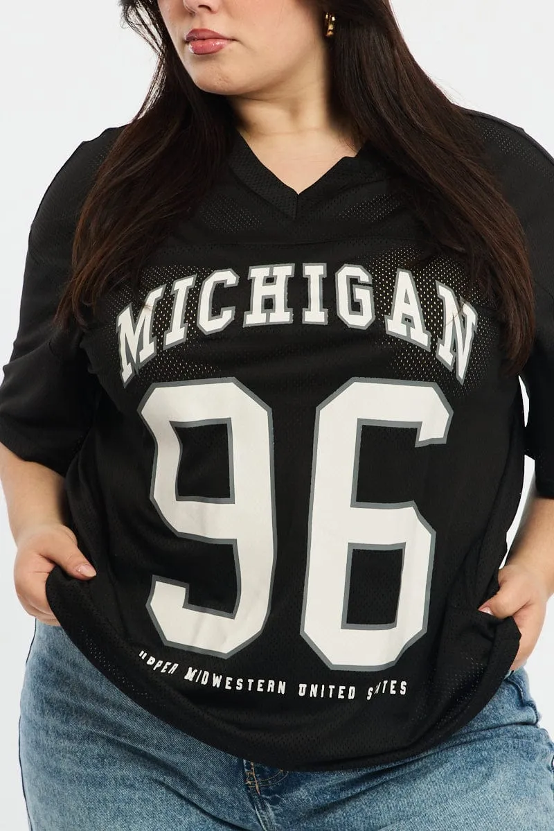 Black Sport Tee Short Sleeve V-neck Fashionable Piece perfect for all-day wear
