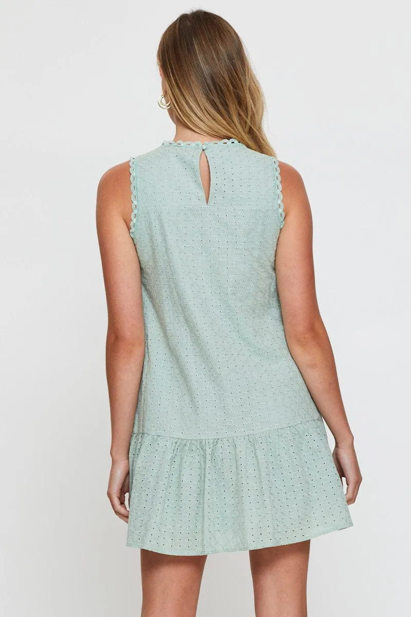 Green A Line Dress Mini Glow Soft Full Coverage Back