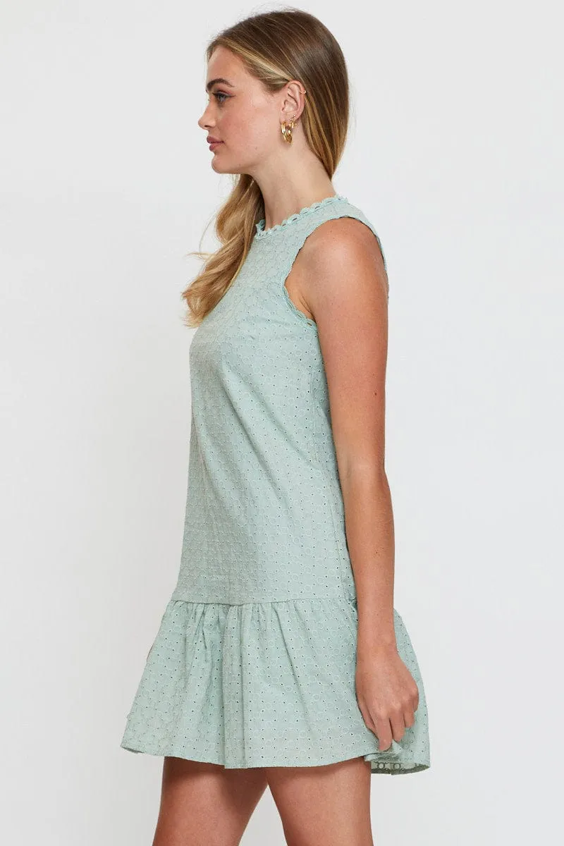 Green A Line Dress Mini Glow Soft