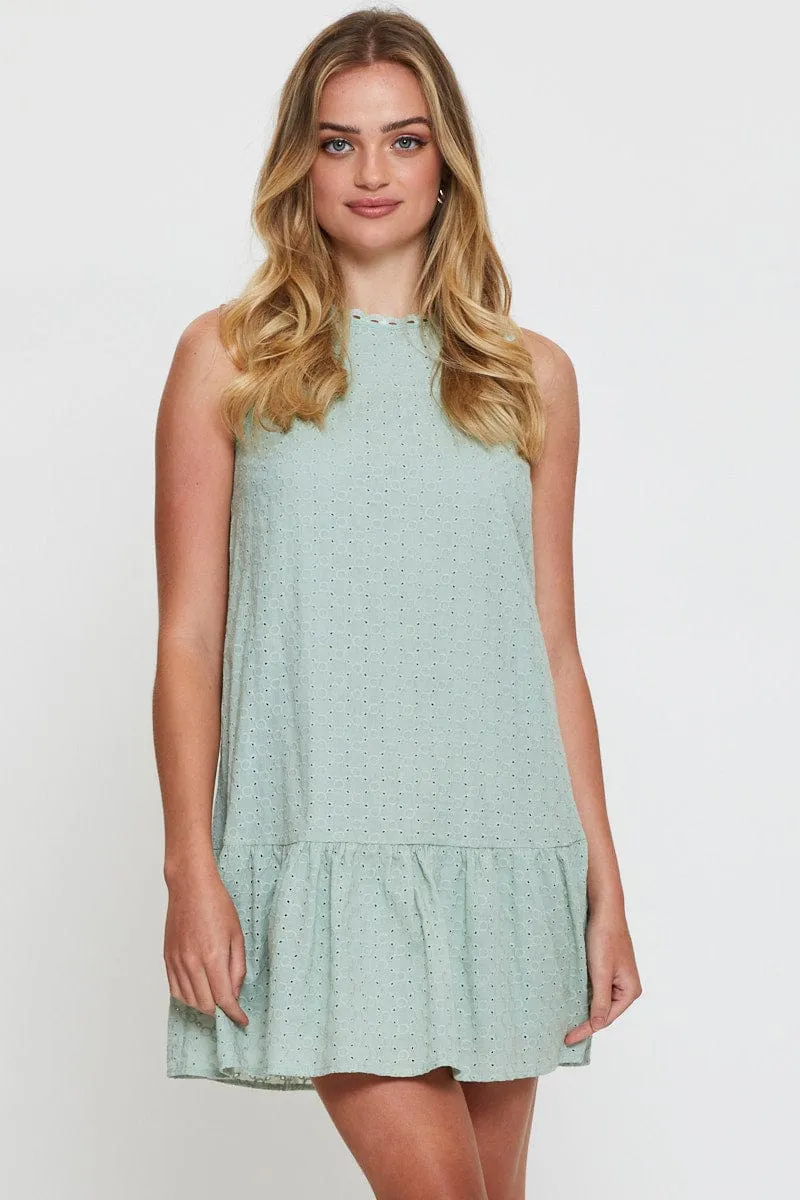 Green A Line Dress Mini party mode