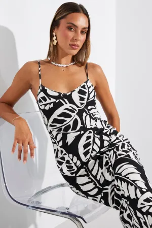 Black Abstract Maxi Dress Bias Cut Blue Hour