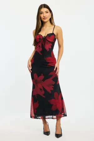 Black Ditsy Bodycon Dress Maxi This dress is the ideal choice for those who want comfort and elegance in one garment The simple yet stylish design of this maxi dress makes it an ideal choice for any occasion