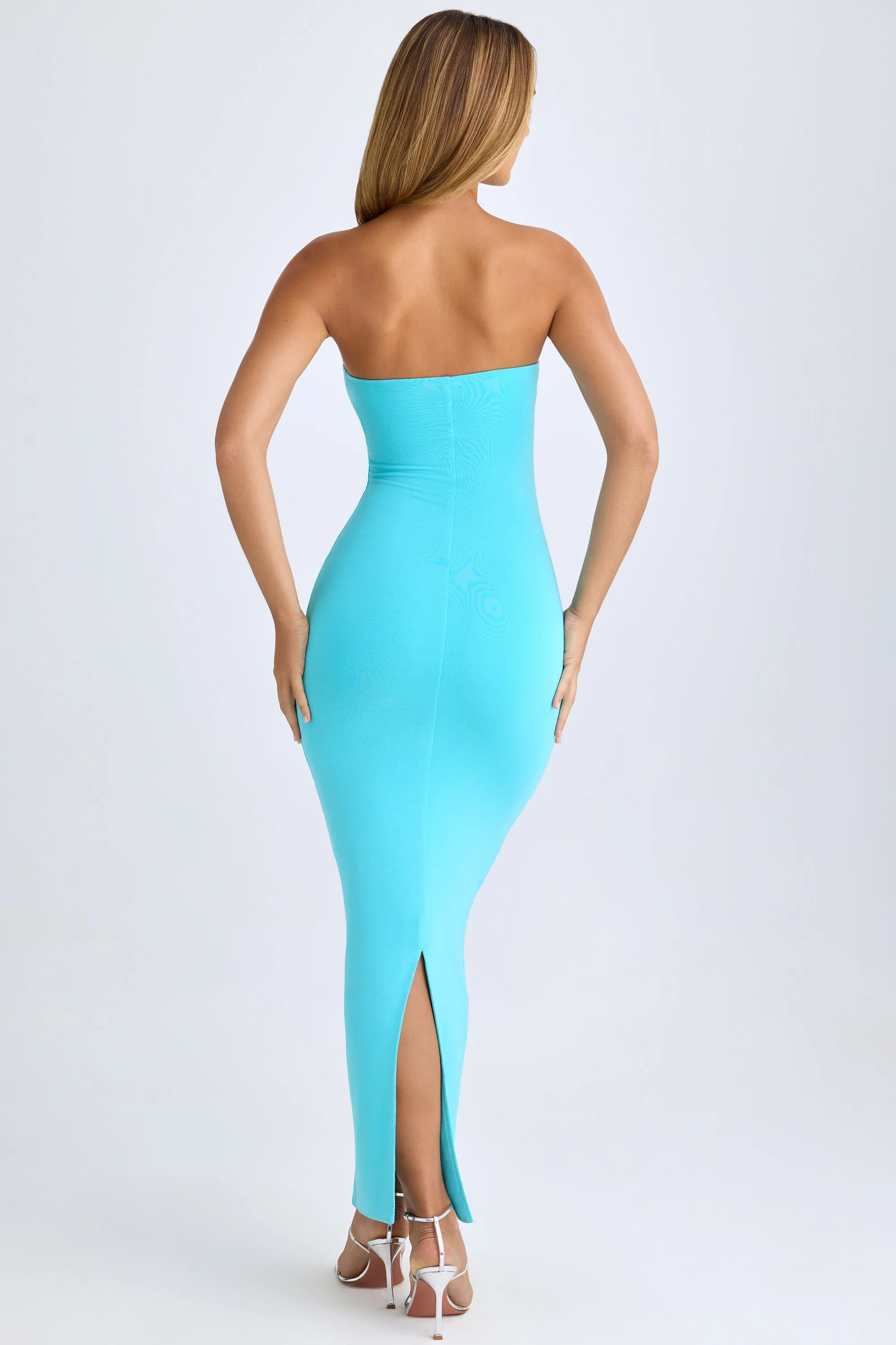 Stage Ready Bright and airy maxi Modal Bandeau Maxi Dress in Aqua Blue